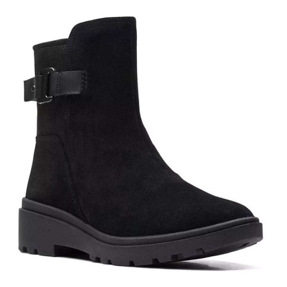 Clarks Womens Calla Mid Boot Black Suede Zip NEW Size 6 M